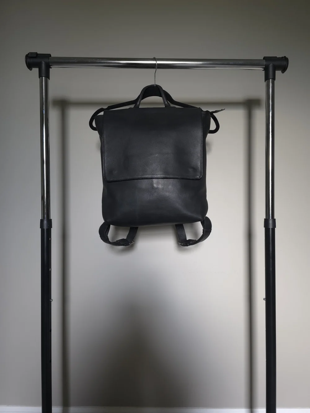 Black Leather & Suede Unisex Backpack, Handmade